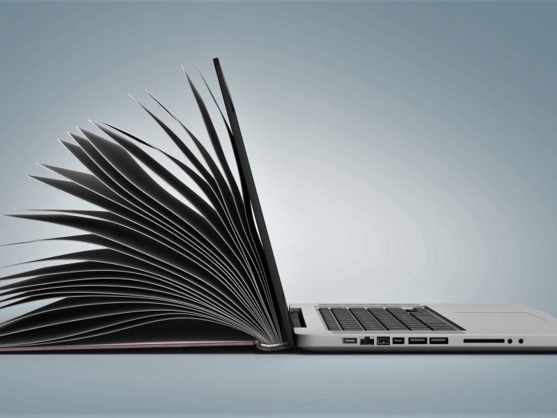 creative E-learning Concept Book and Laptop 3d render
